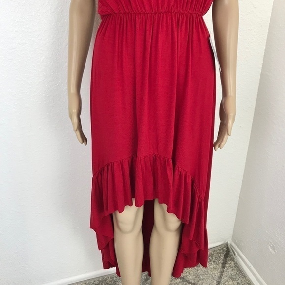 Felicity & coco  Straples off the shoulder High low Ruffle Red Maxi dress beach - Picture 3 of 10
